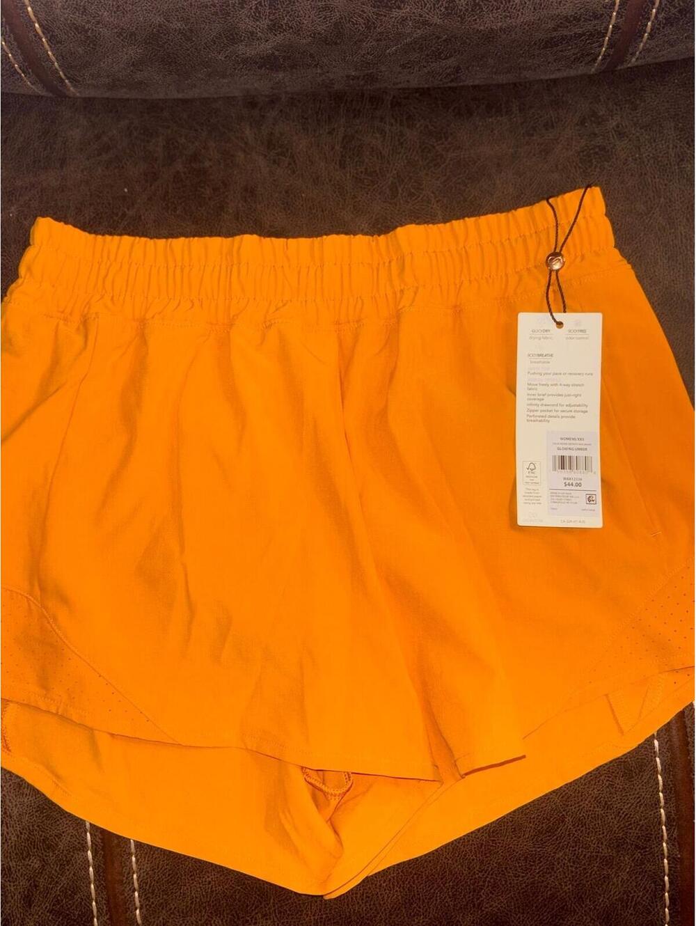 Calia Mid Rise Infinity Run Shorts Orange Quick Dry XS NWT 3 Inch